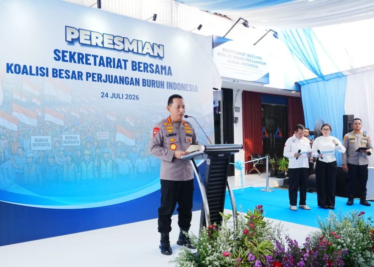 Hadir dalam Peresmian Sekber Buruh, Kapolri Tegaskan Komitmen Polri Kawal Kesejahteraan Pekerja